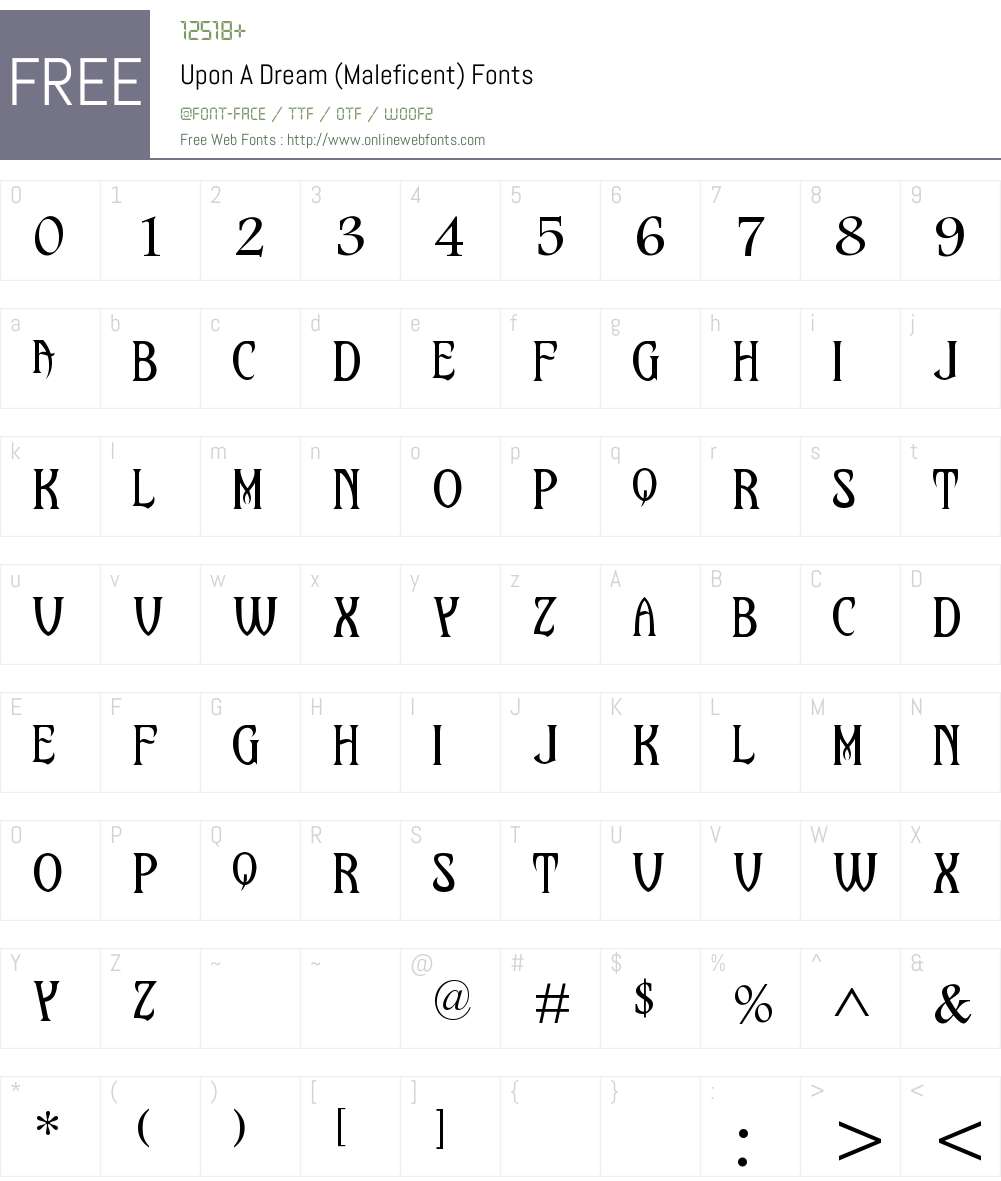Upon A Dream (Maleficent) Font Screenshots