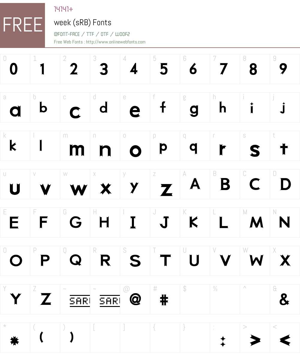 Week Text Font week (sRB) 1.1 Fonts Free Download - OnlineWebFonts.COM
