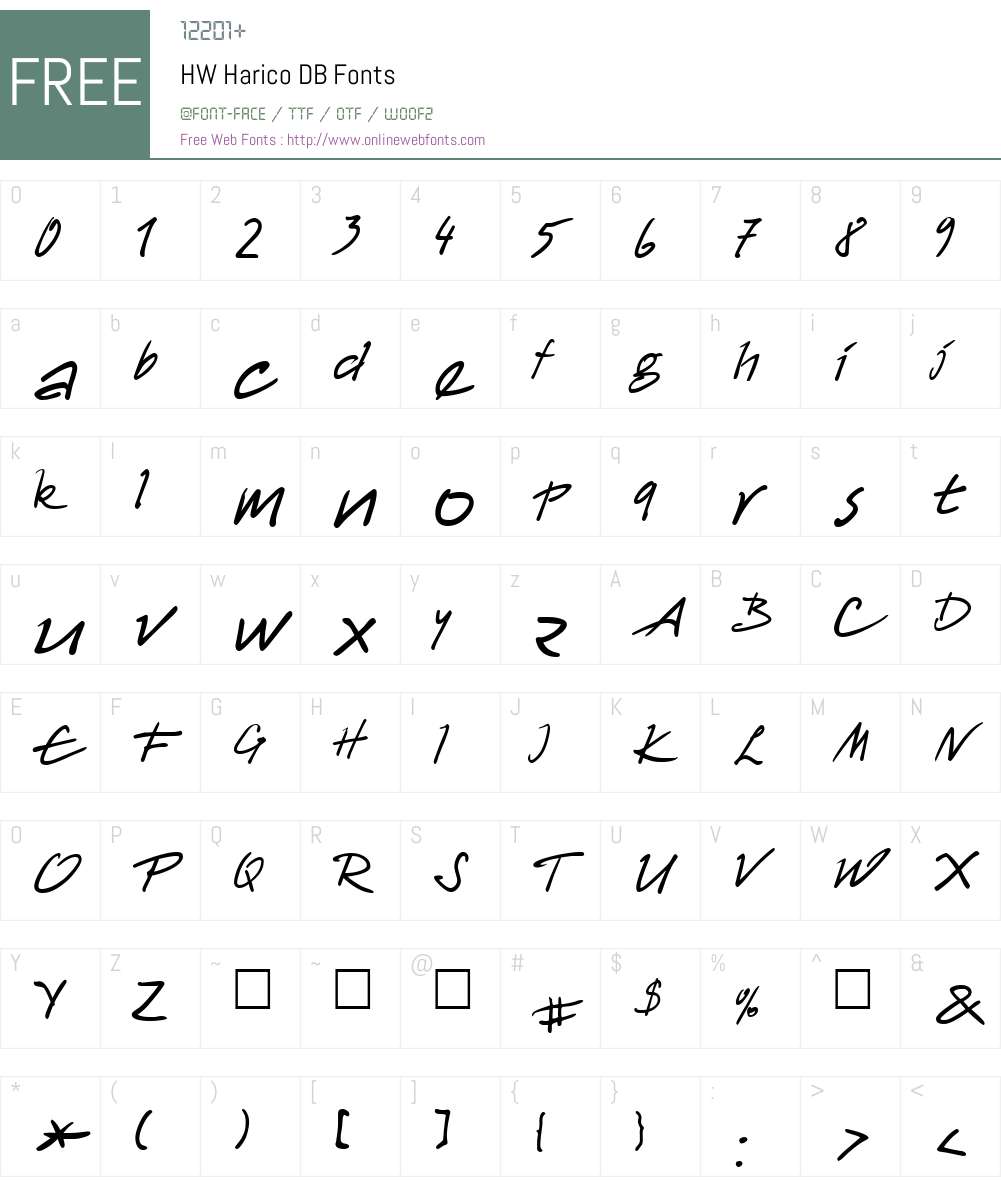 HW Harico DB Font Screenshots