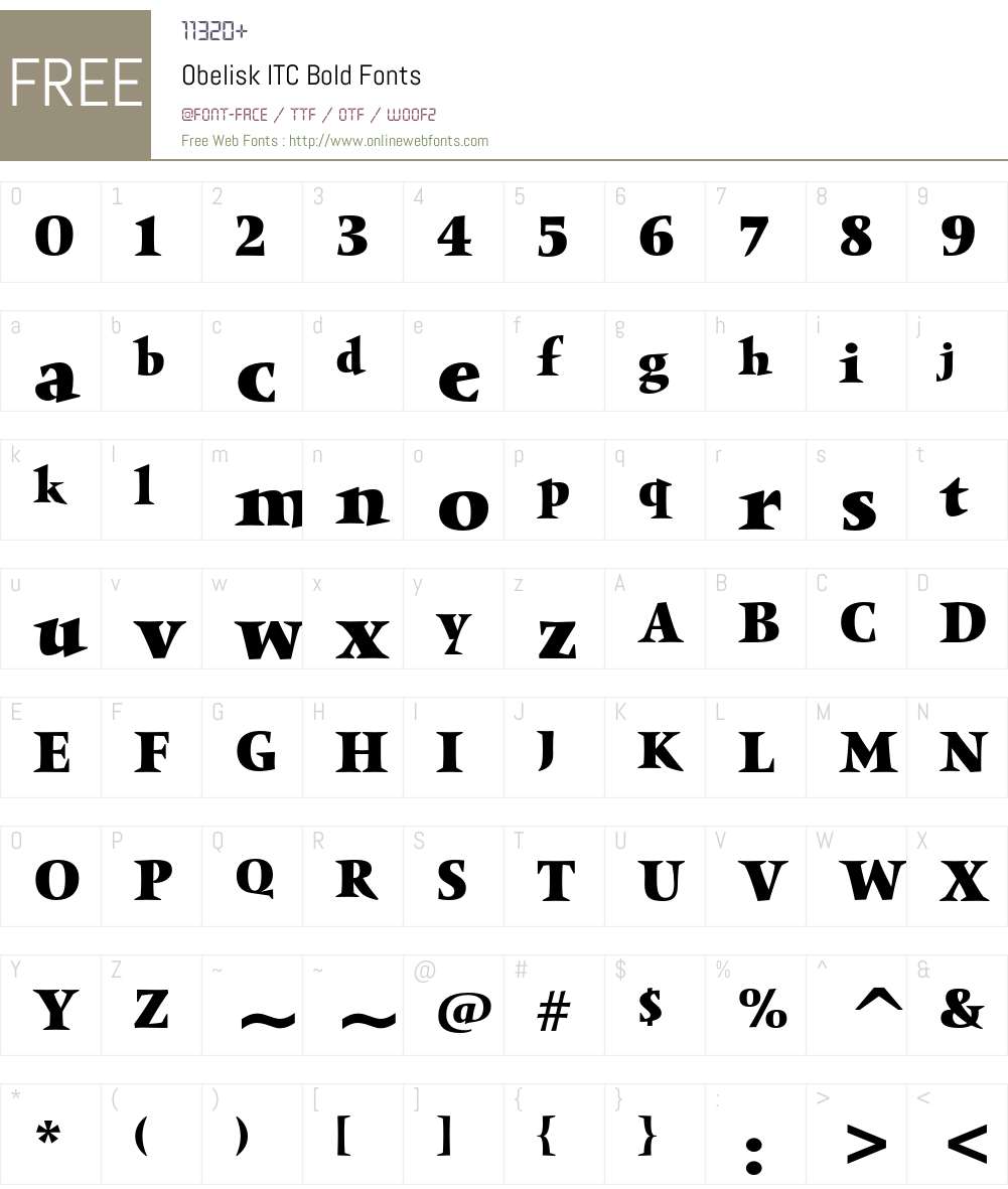 Obelisk ITC Font Screenshots