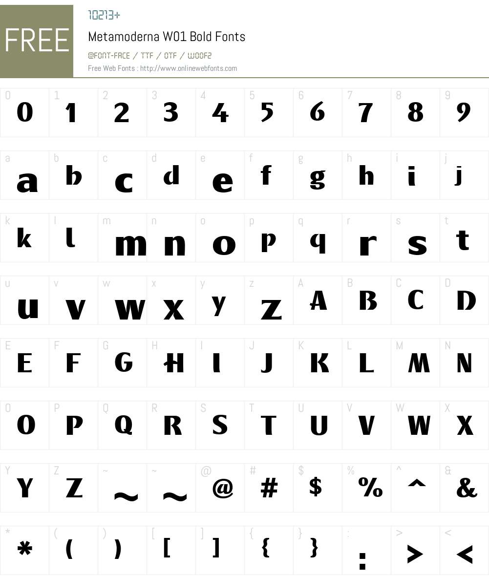 MetamodernaW01-Bold Font Screenshots