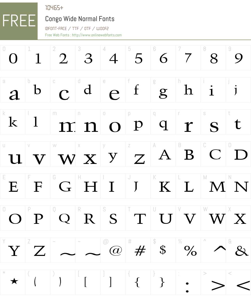 Congo Wide Font Screenshots