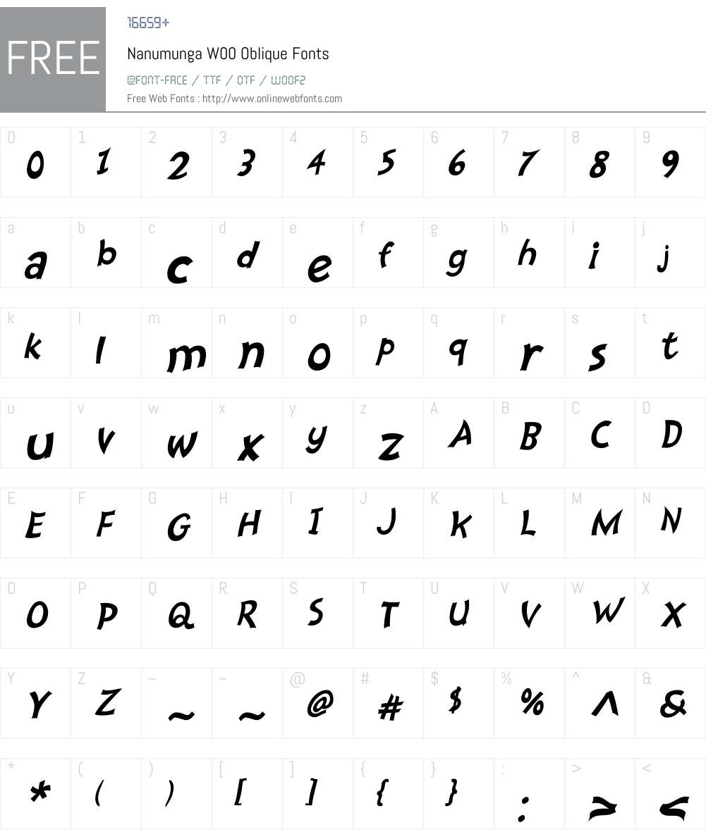 Nanumunga Oblique Font Screenshots