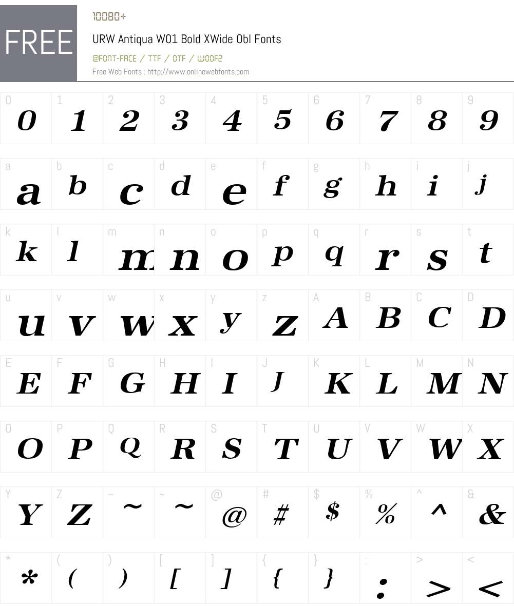 URWAntiquaW01-BoldXWideObl Font Screenshots