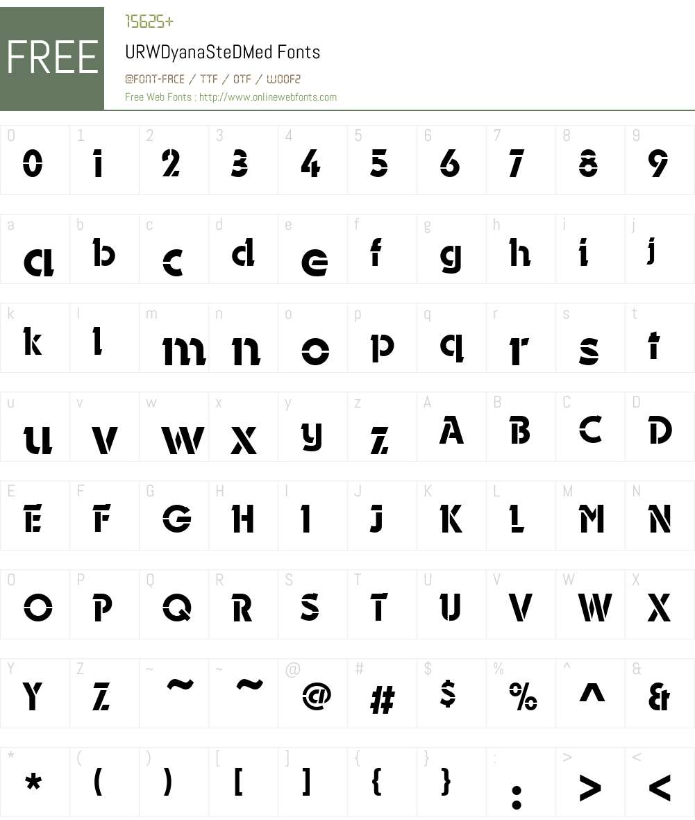 URWDyanaSteDMed Font Screenshots