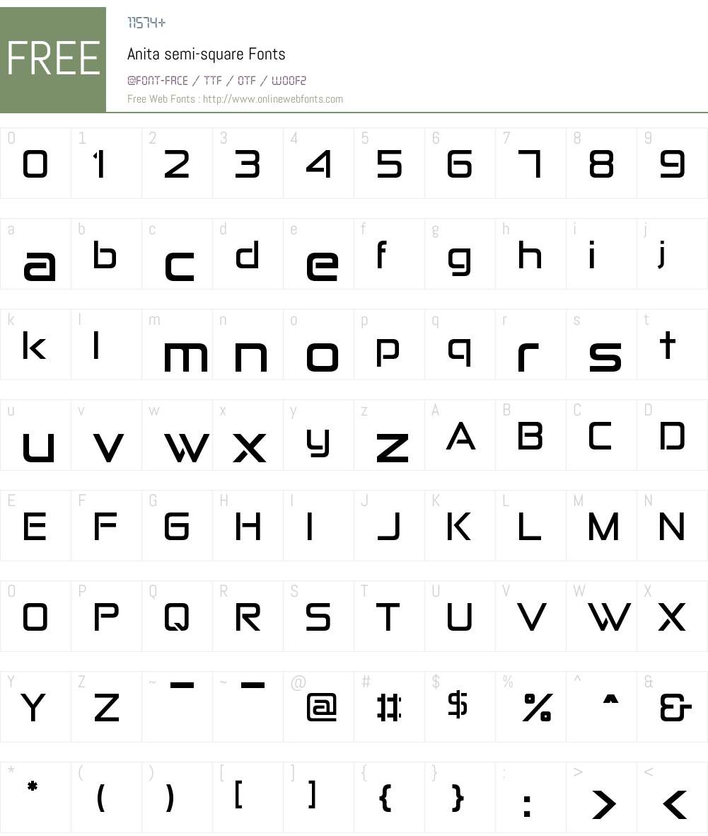 Anita semi-square Font Screenshots