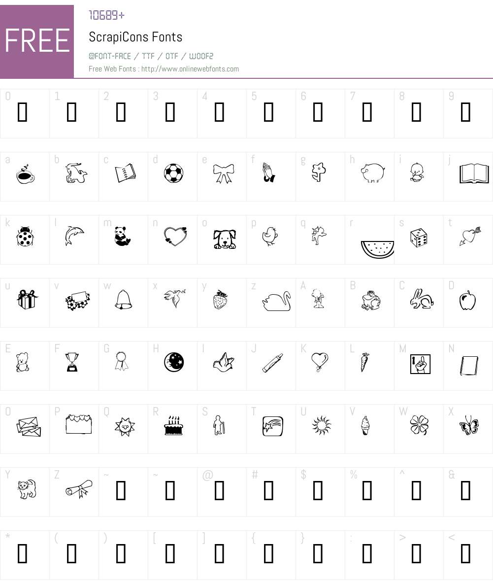 ScrapiCons Font Screenshots