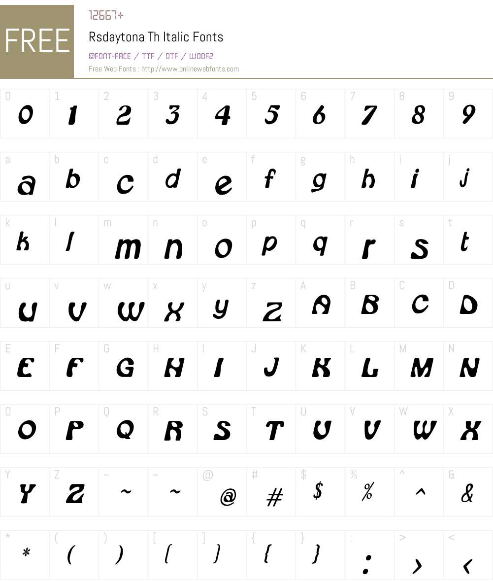 Rsdaytona Th Italic Font Screenshots