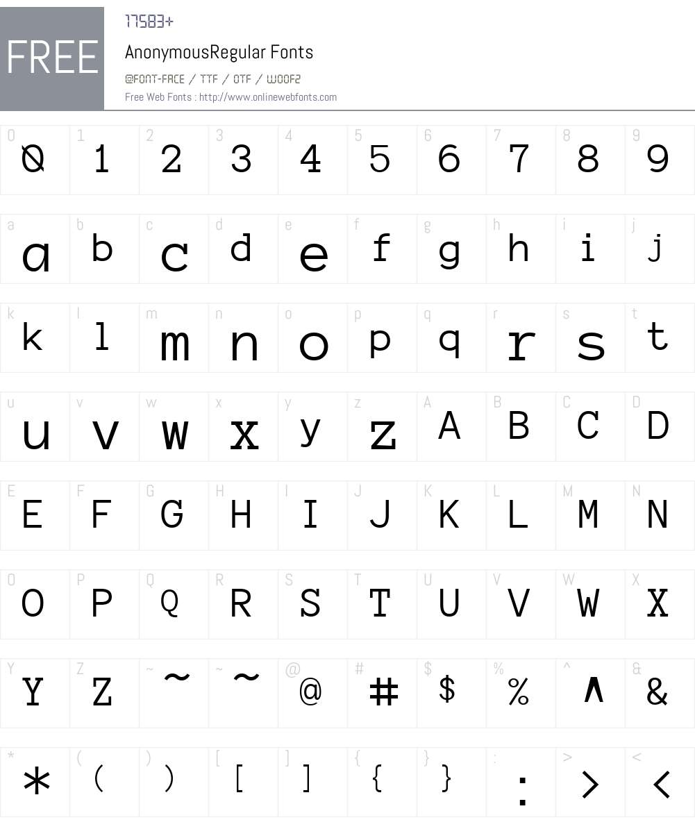 Anonymous Font Screenshots