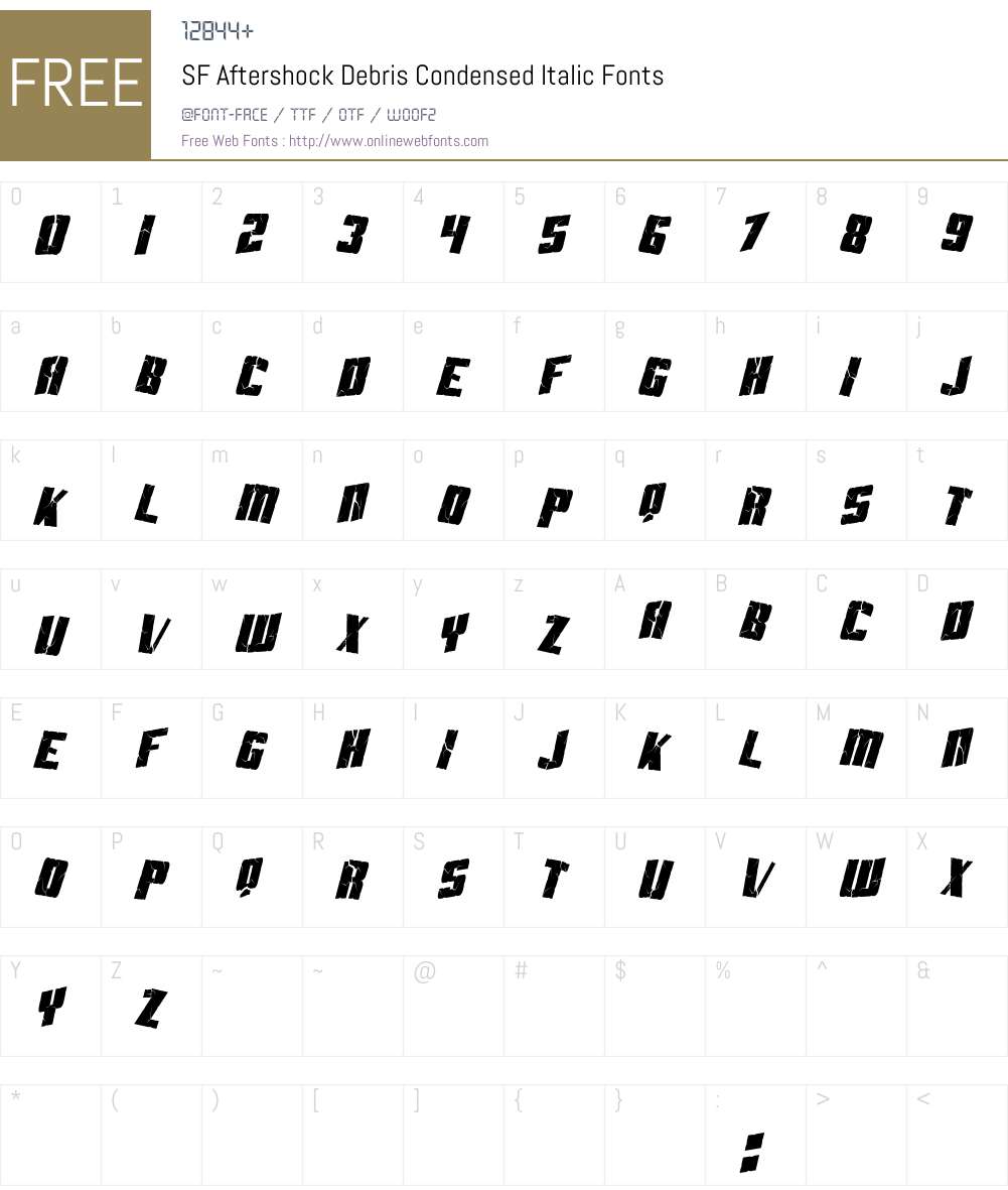 SF Aftershock Debris Condensed Font Screenshots
