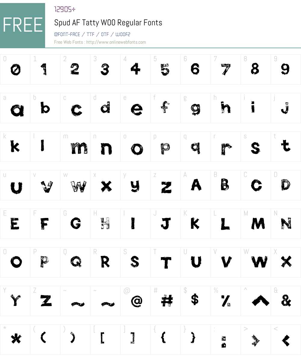 SpudAFTattyW00-Regular Font Screenshots