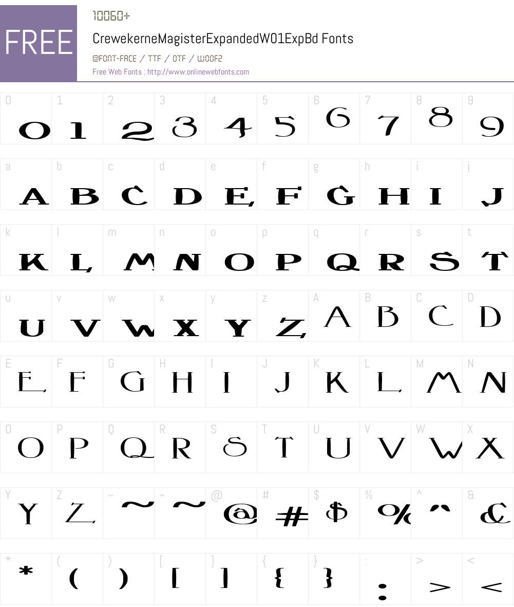 CrewekerneMagisterExpandedW01-ExpBd Font Screenshots