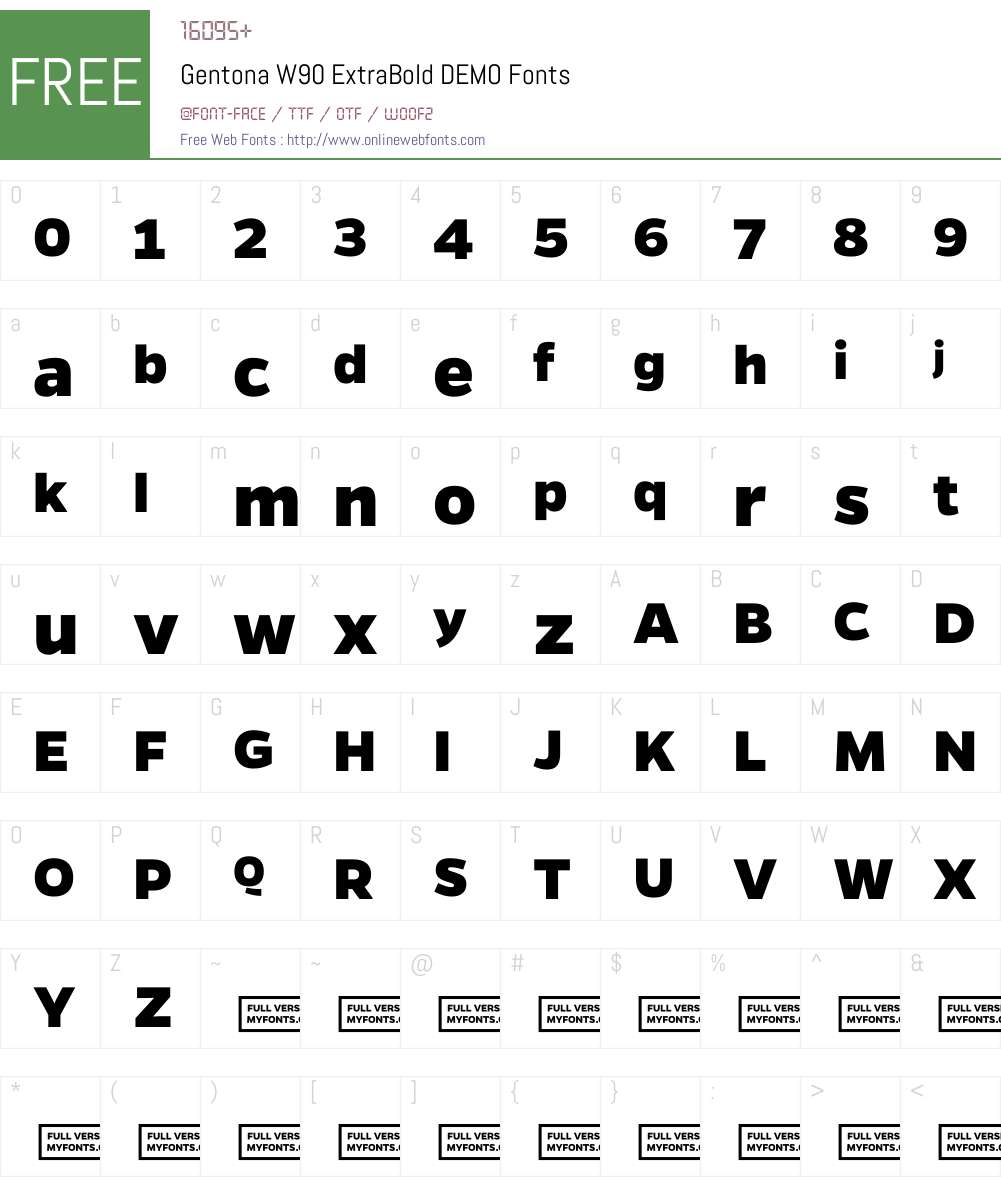 GentonaW90-ExtraBoldDEMO Font Screenshots