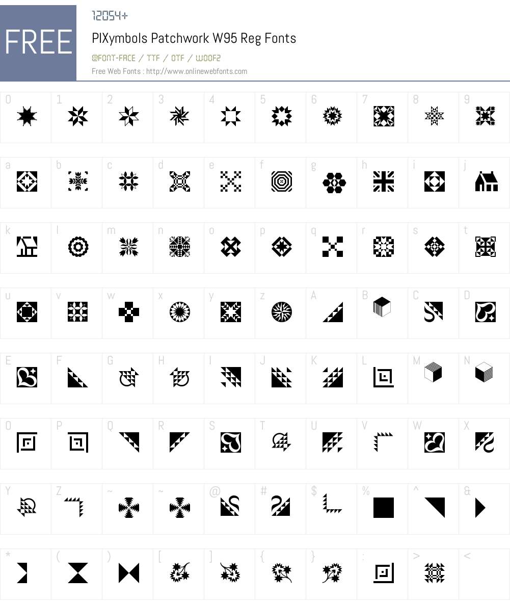 PIXymbolsPatchworkW95-Reg Font Screenshots