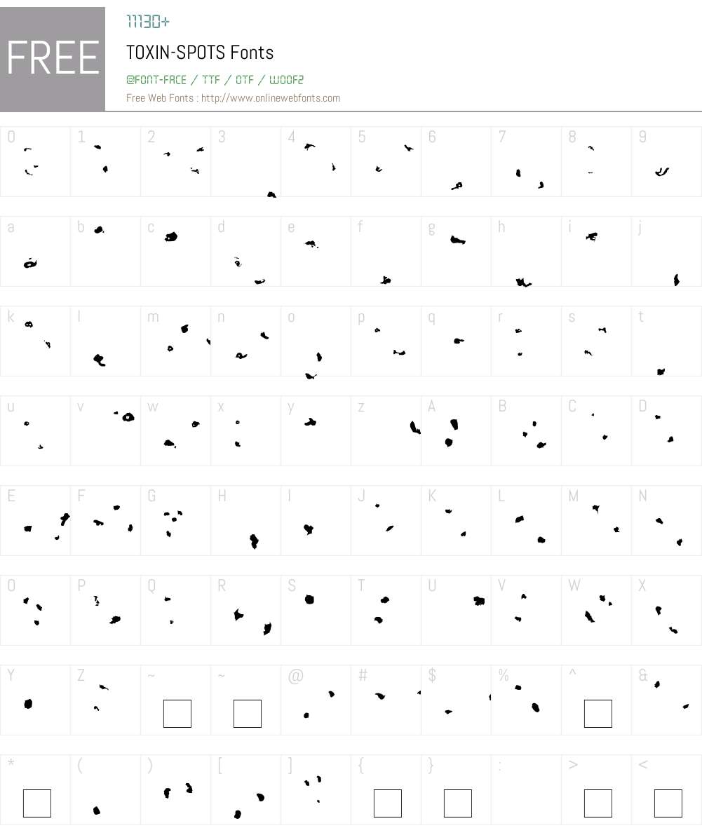 TOXIN-SPOTS Font Screenshots