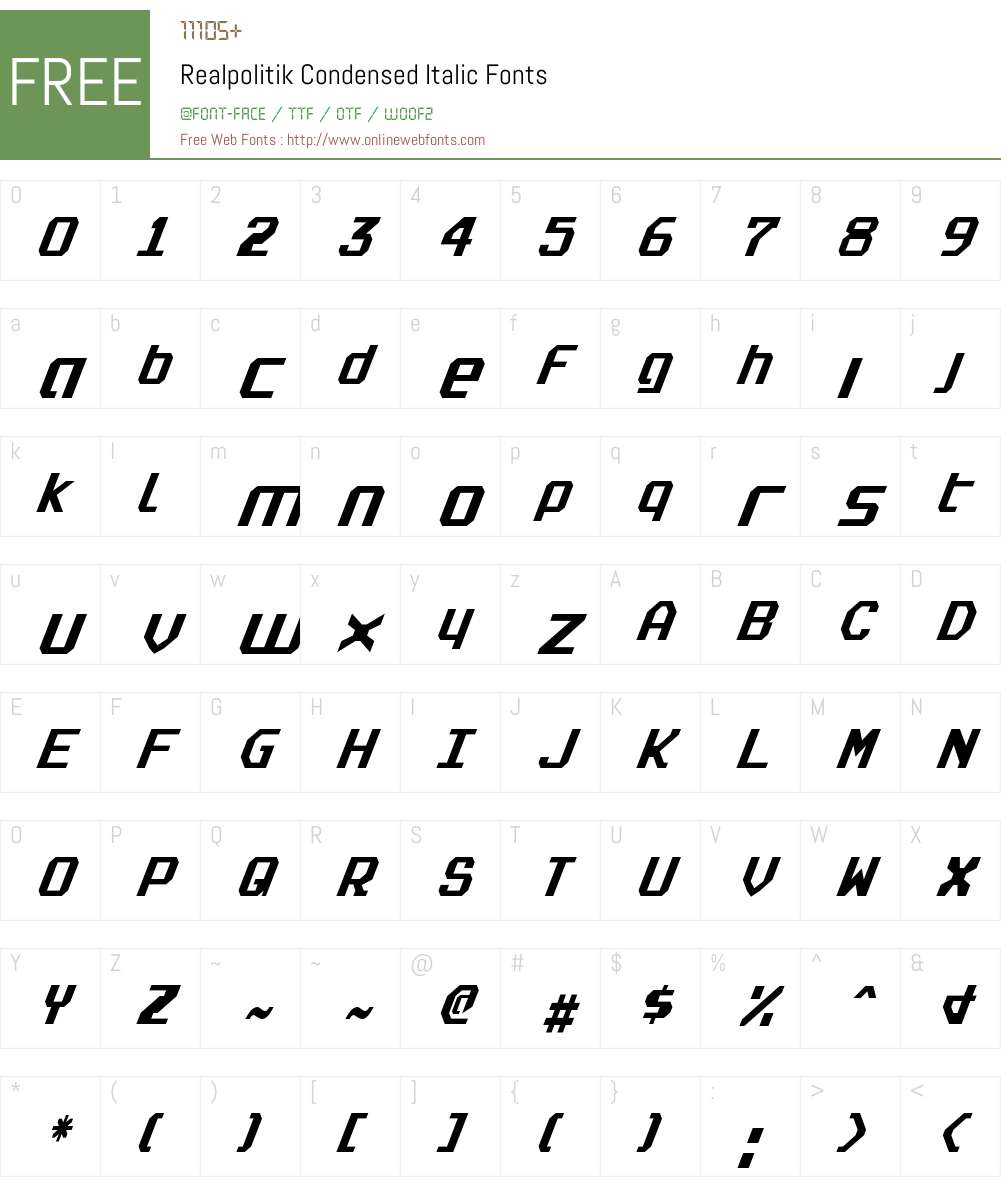 Realpolitik Condensed Italic Font Screenshots