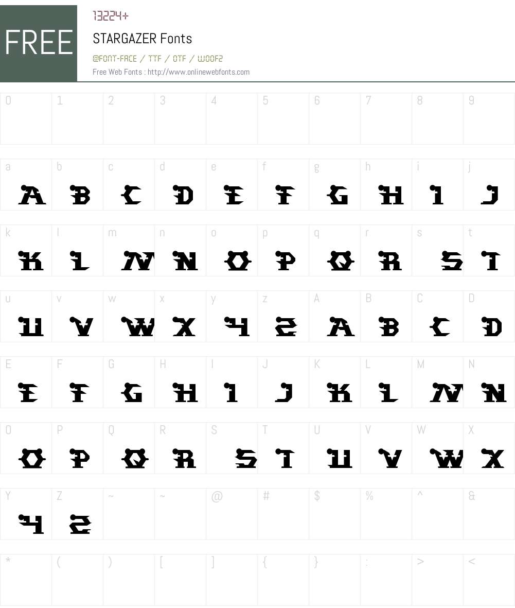 STARGAZER Font Screenshots