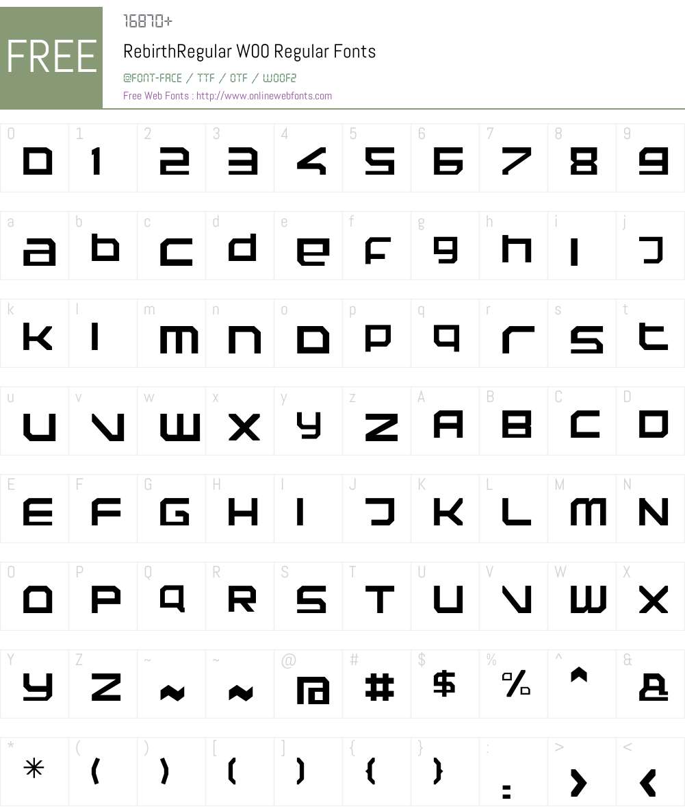 RebirthRegular Font Screenshots