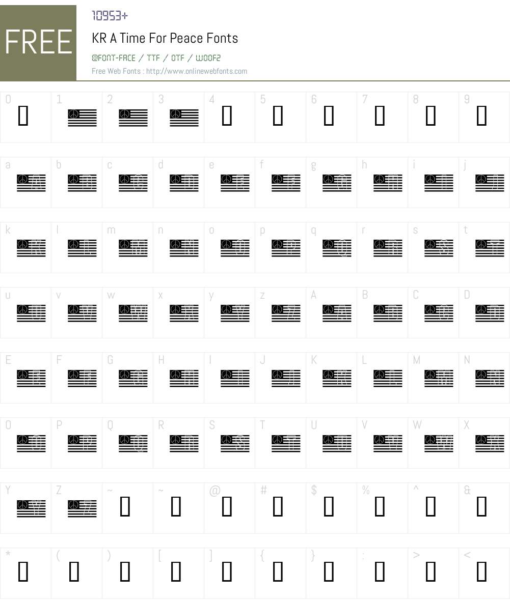 KR A Time For Peace Font Screenshots