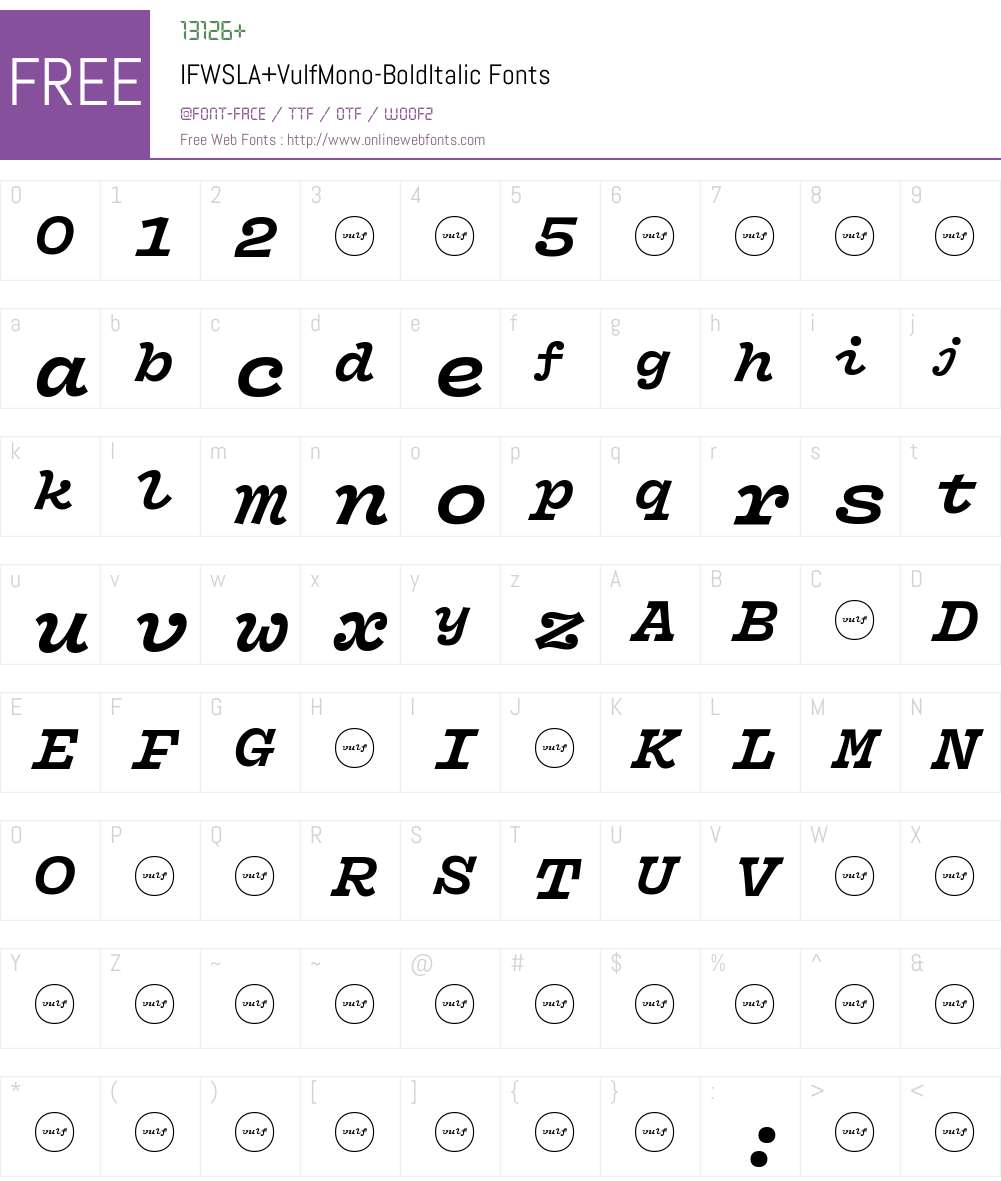 IFWSLA+VulfMono-BoldItalic Font Screenshots