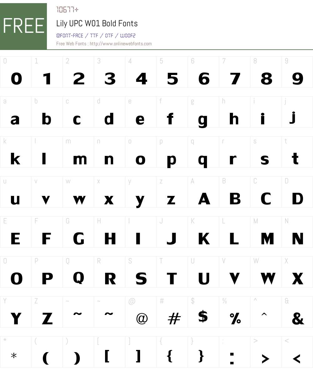 LilyUPCW01-Bold Font Screenshots