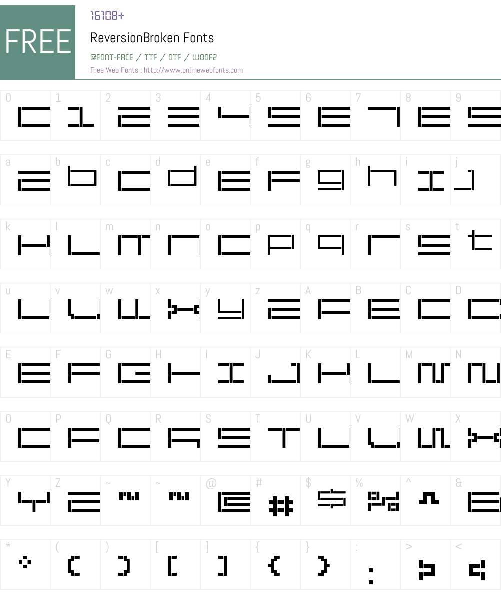 ReversionBroken Font Screenshots