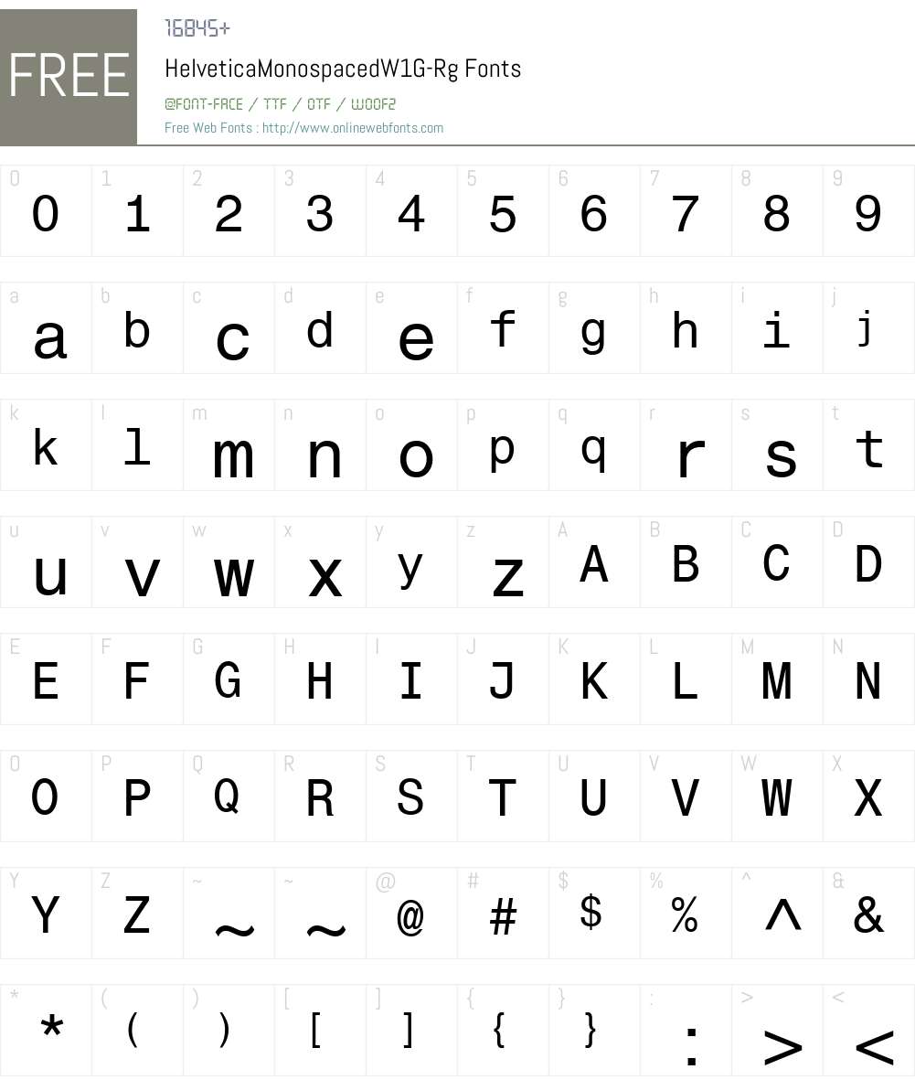 HelveticaMonospacedW1G-Rg Font Screenshots