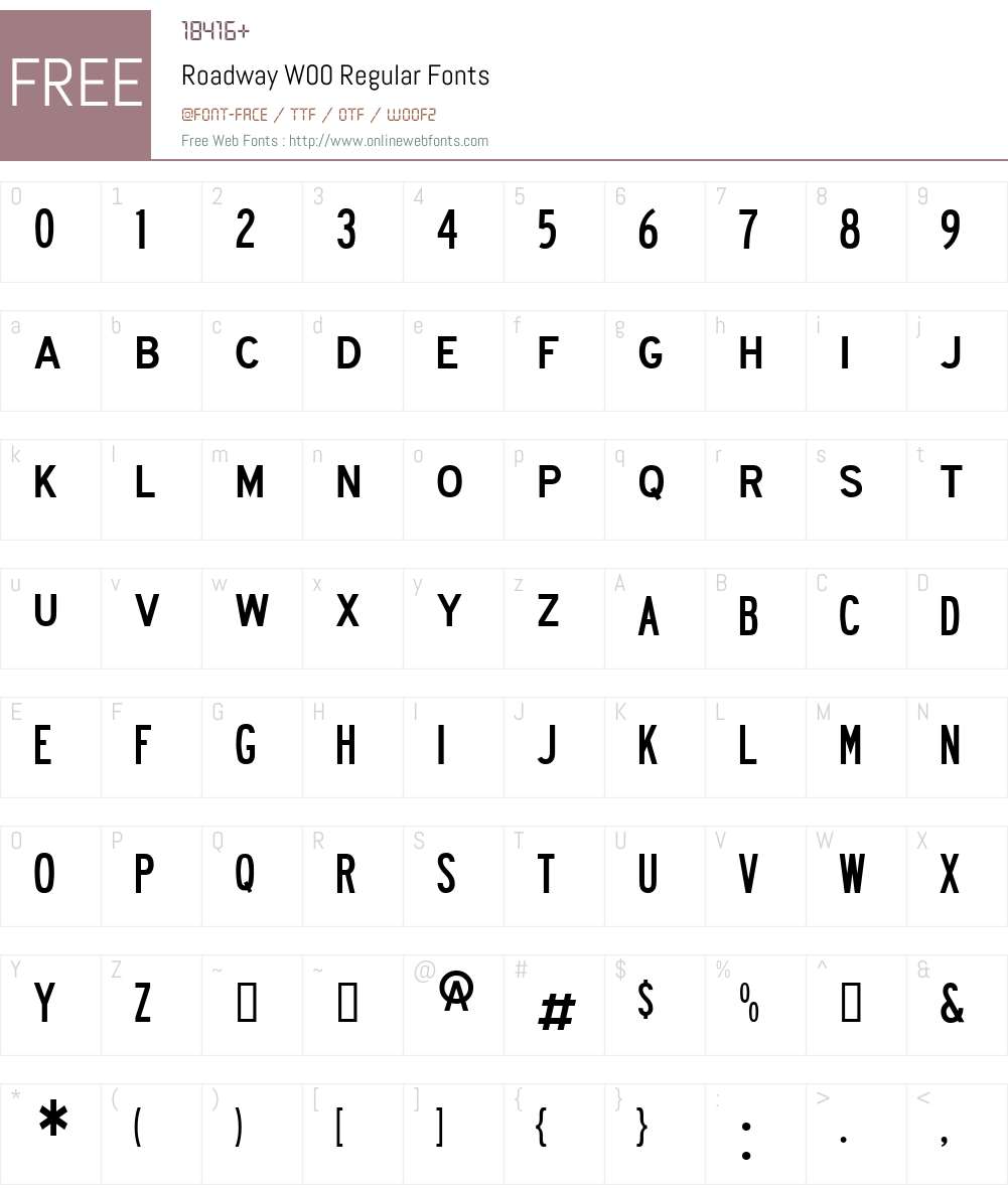 Roadway Font Screenshots