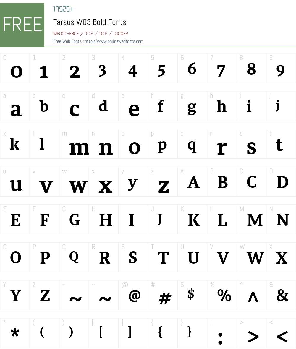 Tarsus Font Screenshots