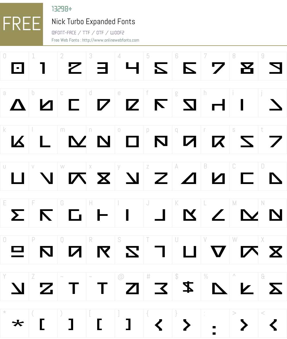 Nick Turbo Expanded Font Screenshots