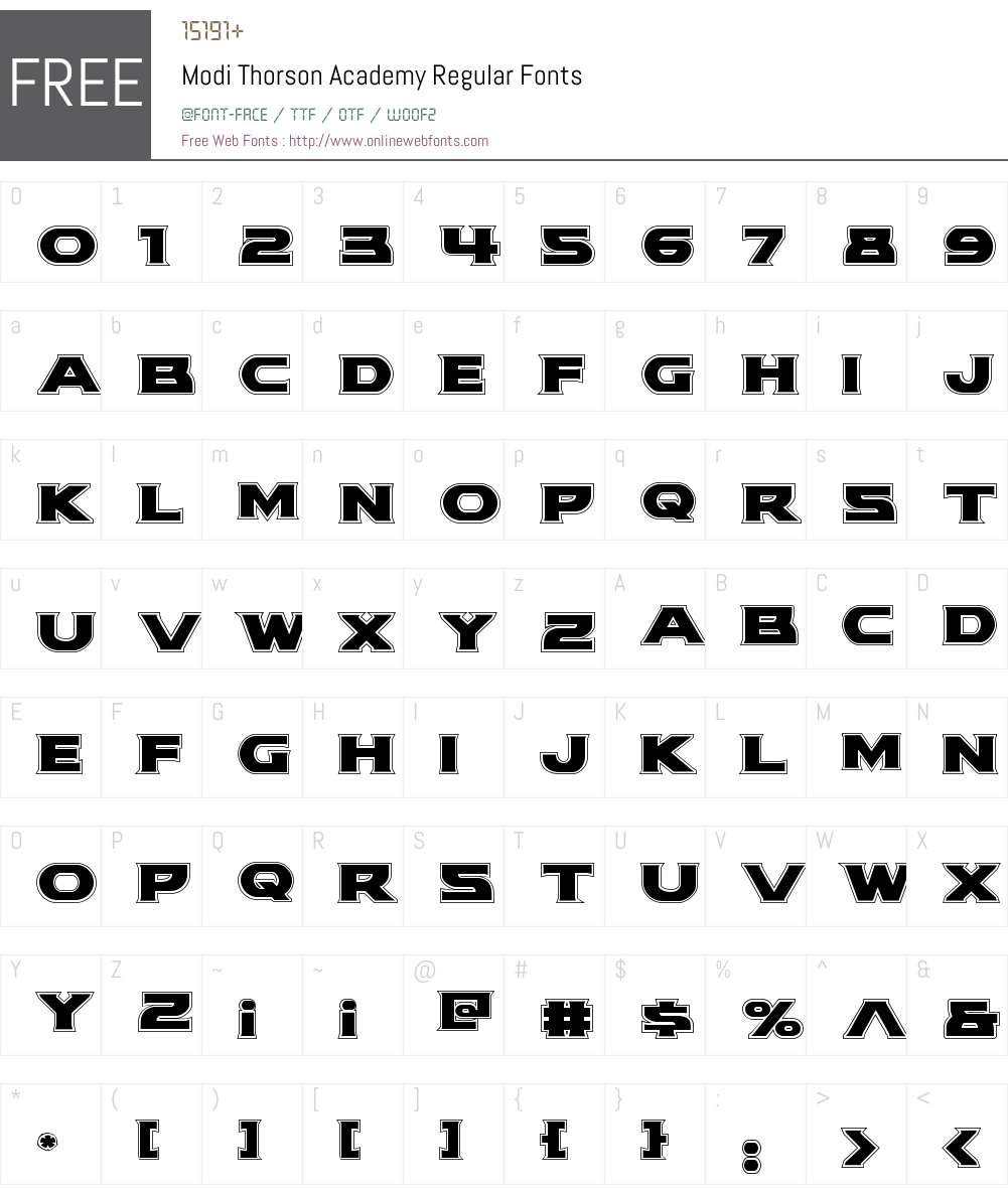 Modi Thorson Academy Font Screenshots