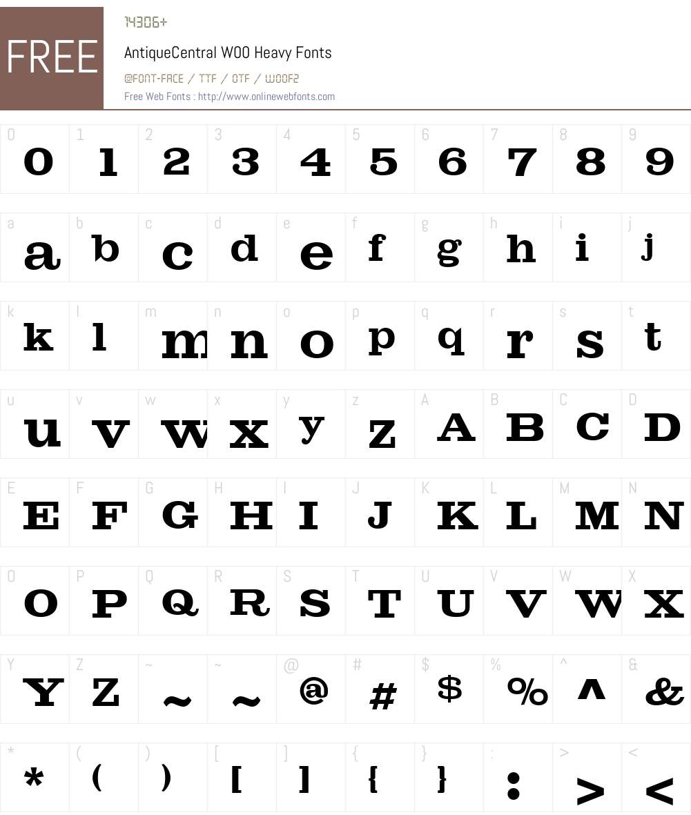 AntiqueCentralW00-Heavy Font Screenshots