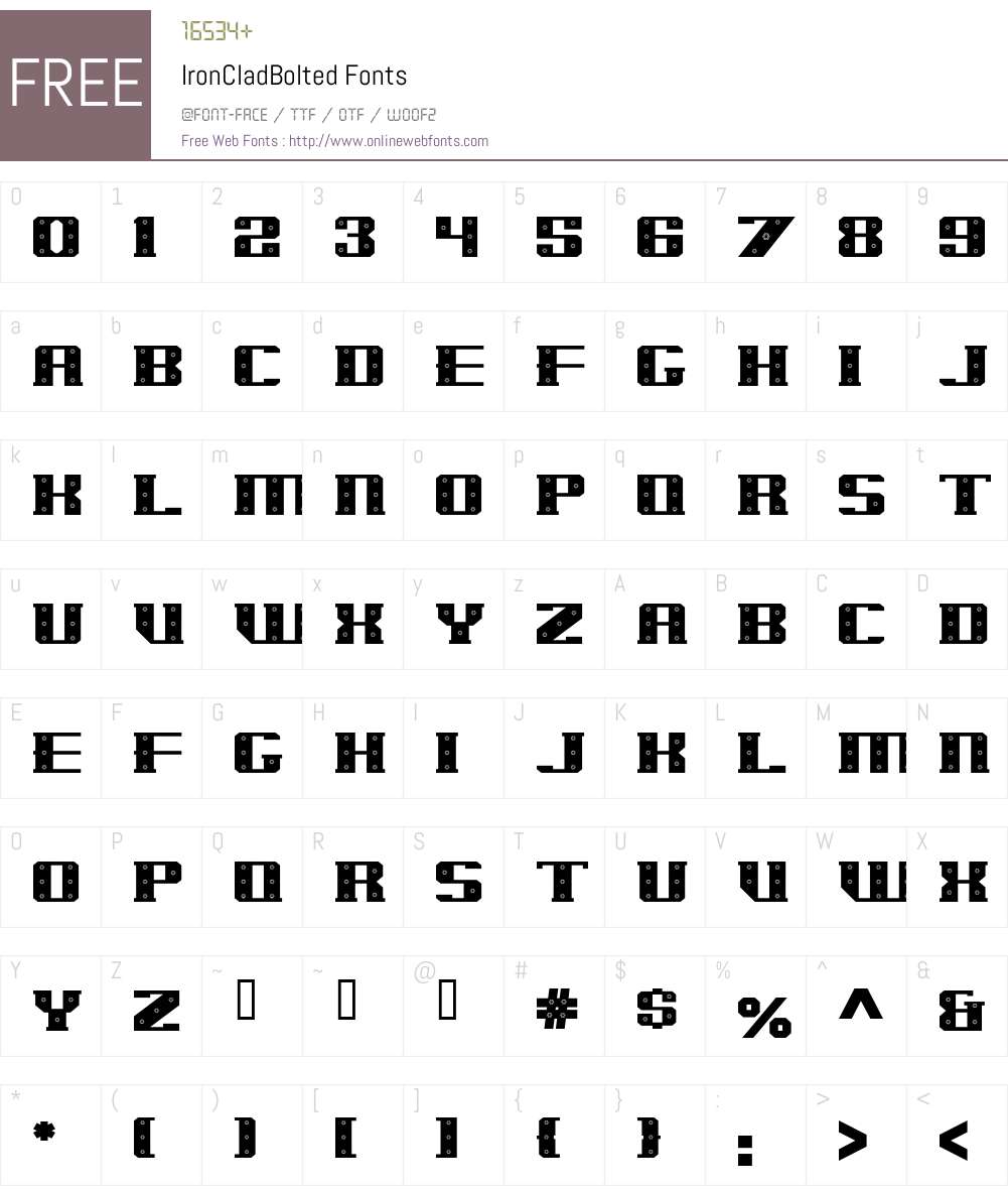 IronCladBolted Font Screenshots