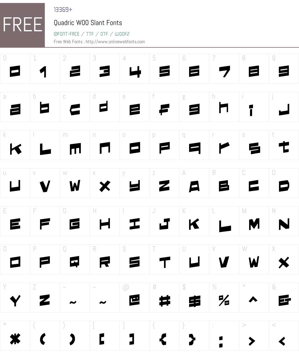 QuadricW00-Slant Font Screenshots