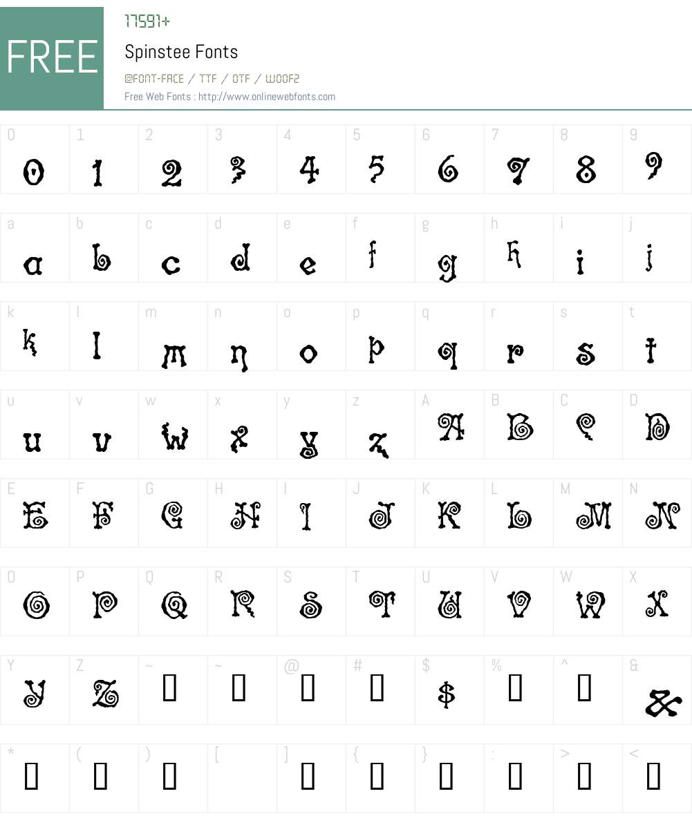 Spinstee Font Screenshots
