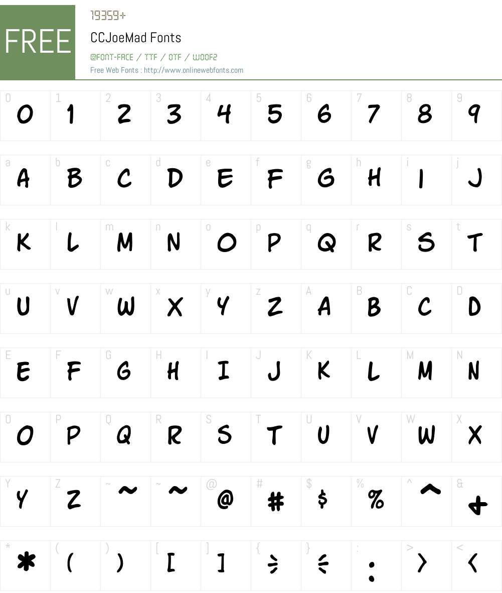 CCJoeMad Font Screenshots