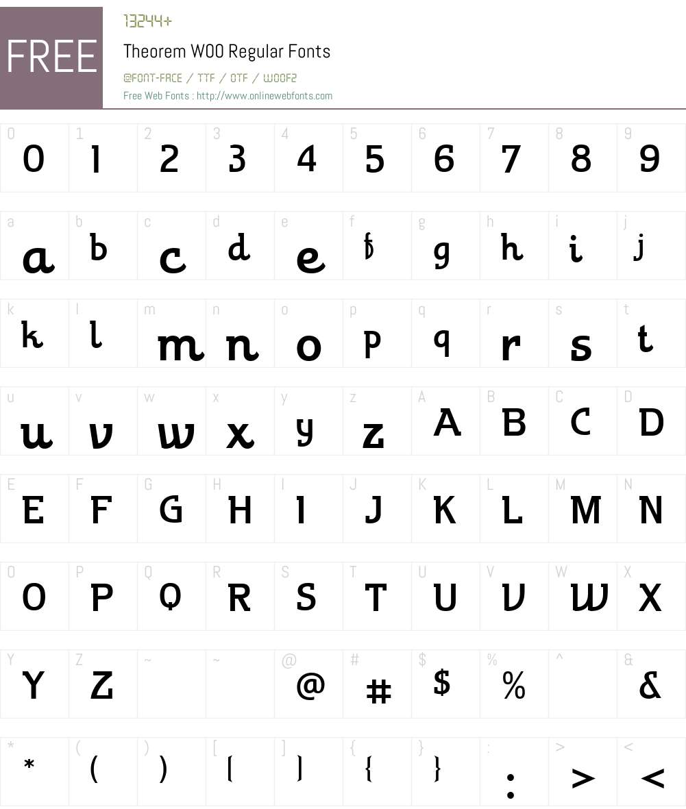 TheoremW00-Regular Font Screenshots