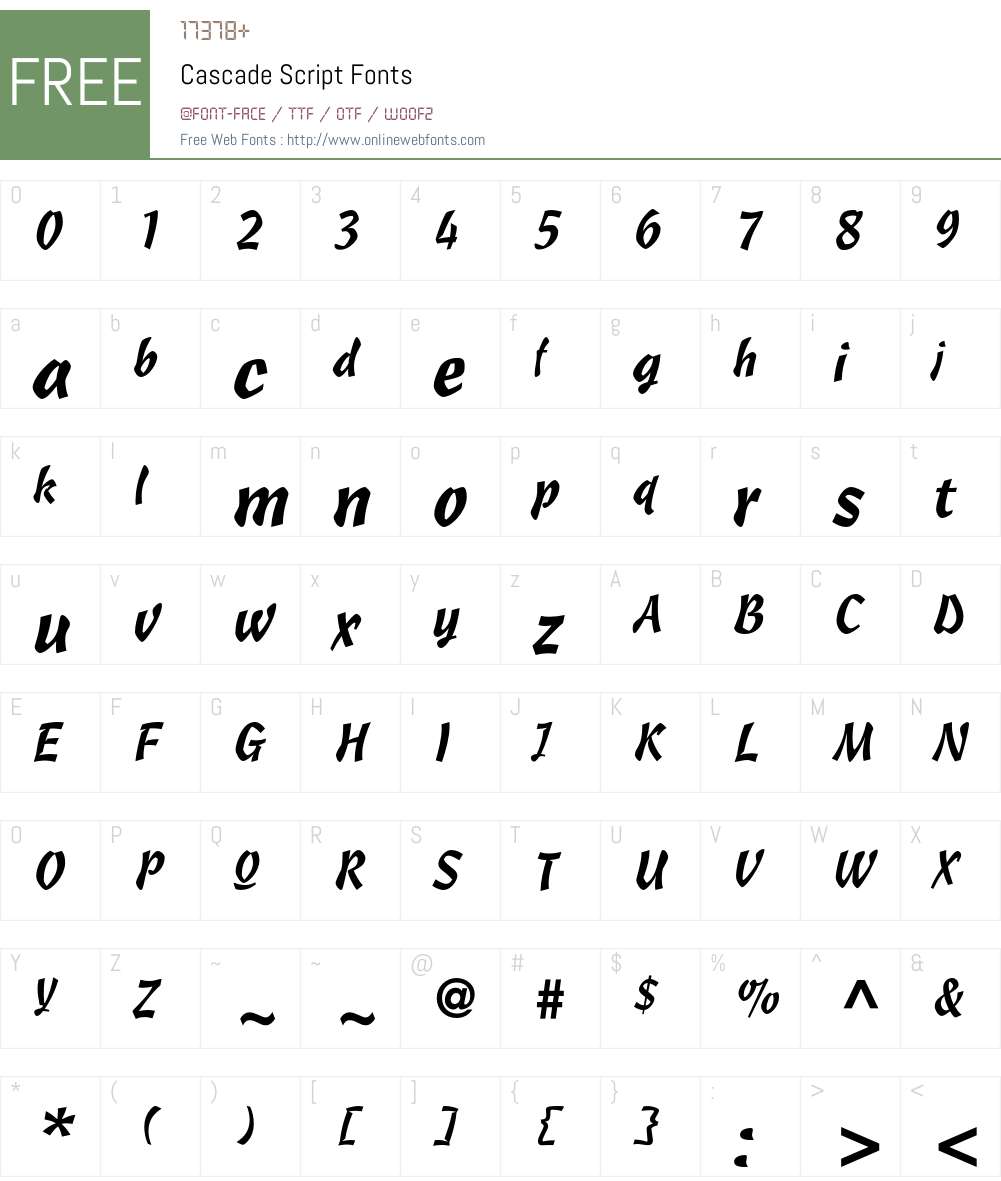 Cascade Script Font Screenshots