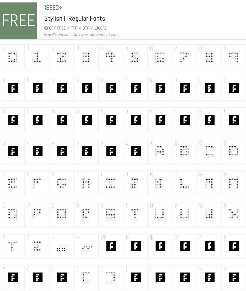 Stylish II Font Screenshots
