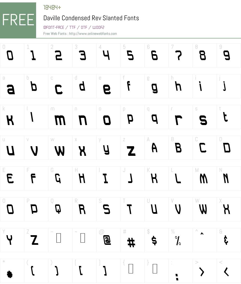 Daville Condensed Rev Slanted Font Screenshots