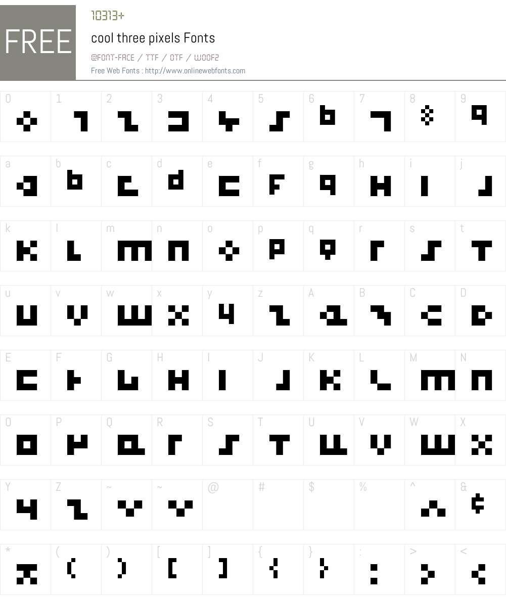 cool three pixels Font Screenshots