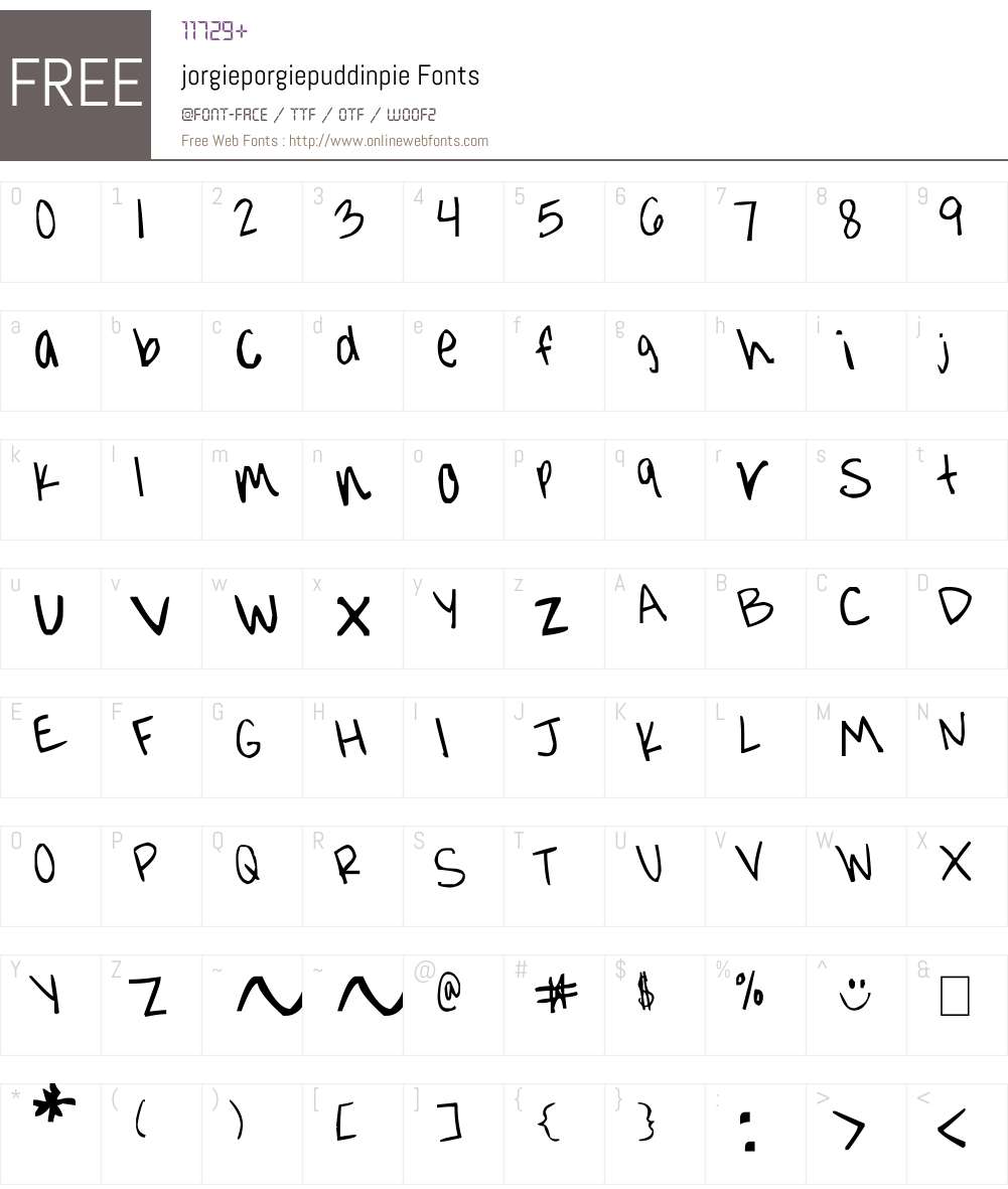 jorgieporgiepuddinpie Font Screenshots