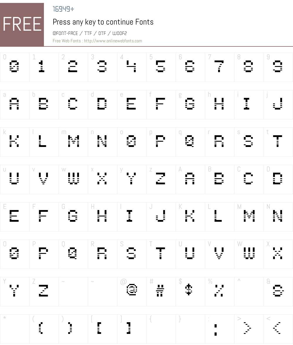 Press any key to continue Font Screenshots