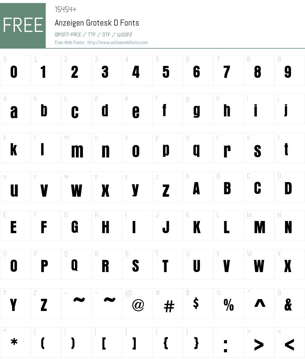 Anzeigen Grotesk D Font Screenshots