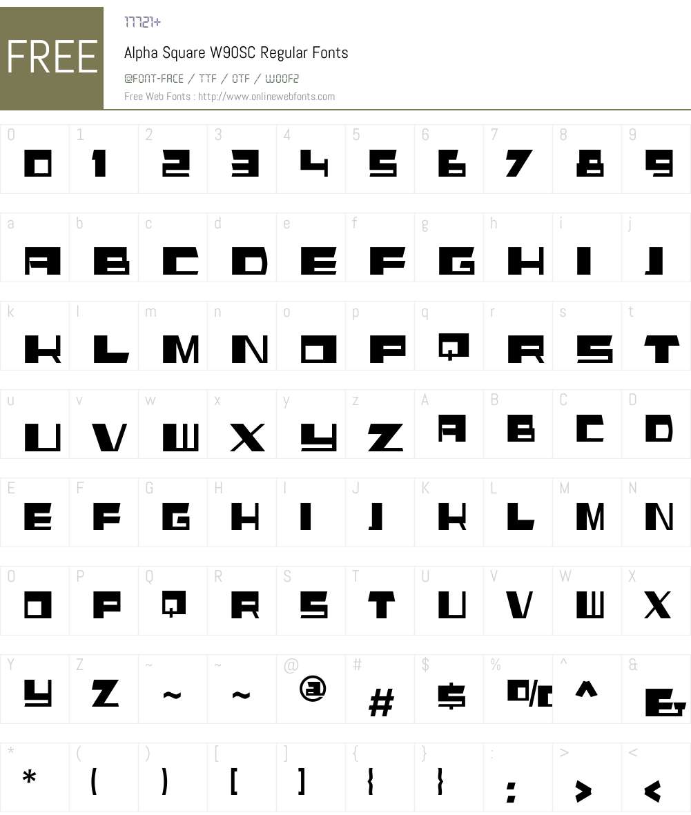 AlphaSquareW90SC-Regular Font Screenshots