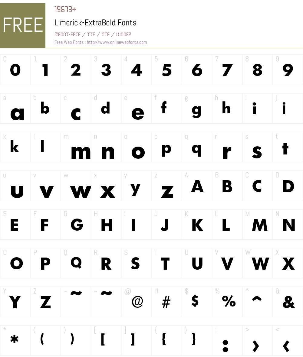 Limerick-ExtraBold Font Screenshots
