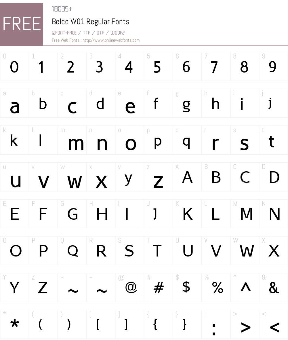 BelcoW01-Regular Font Screenshots