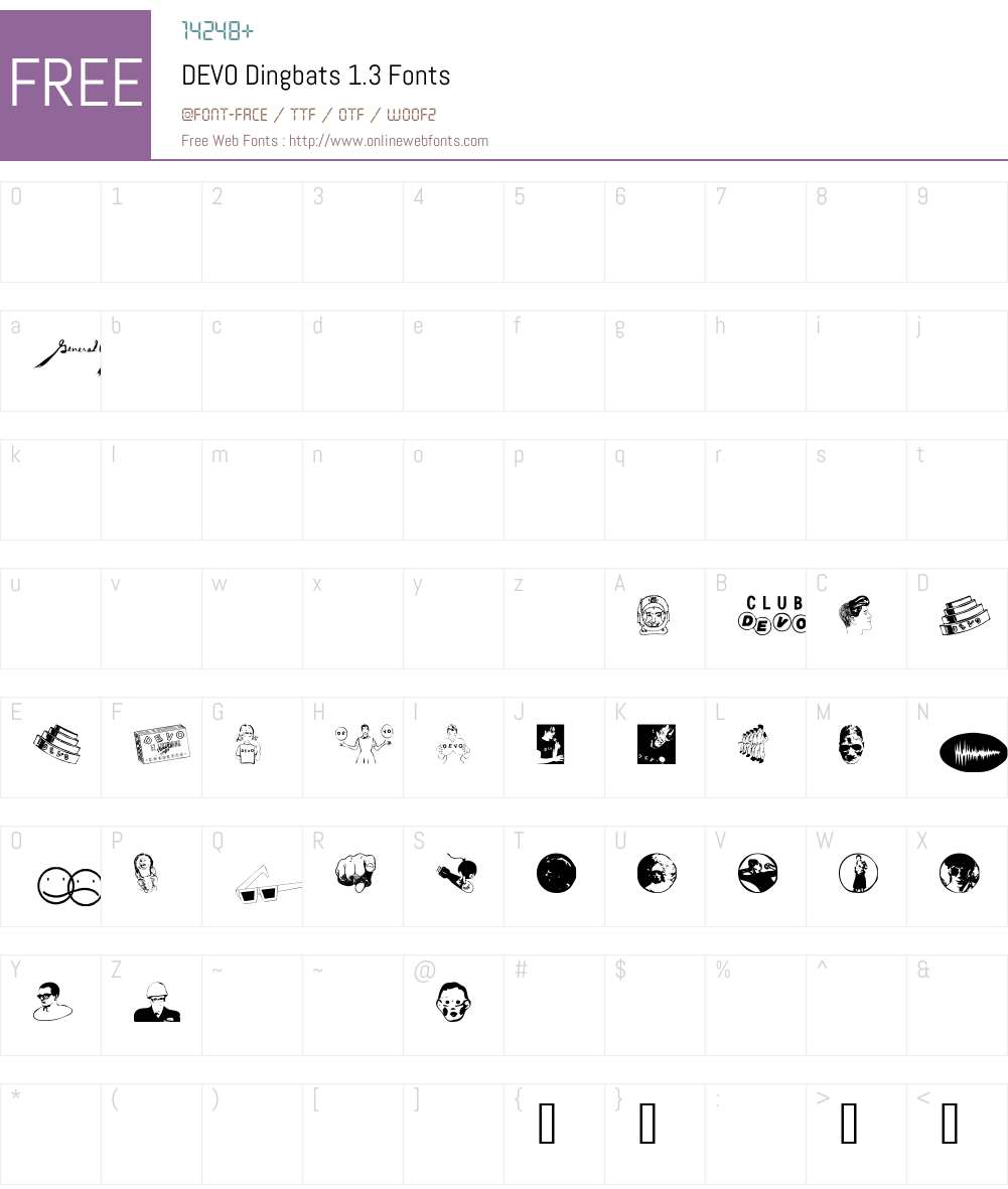 DEVO Dingbats 1.3 Font Screenshots