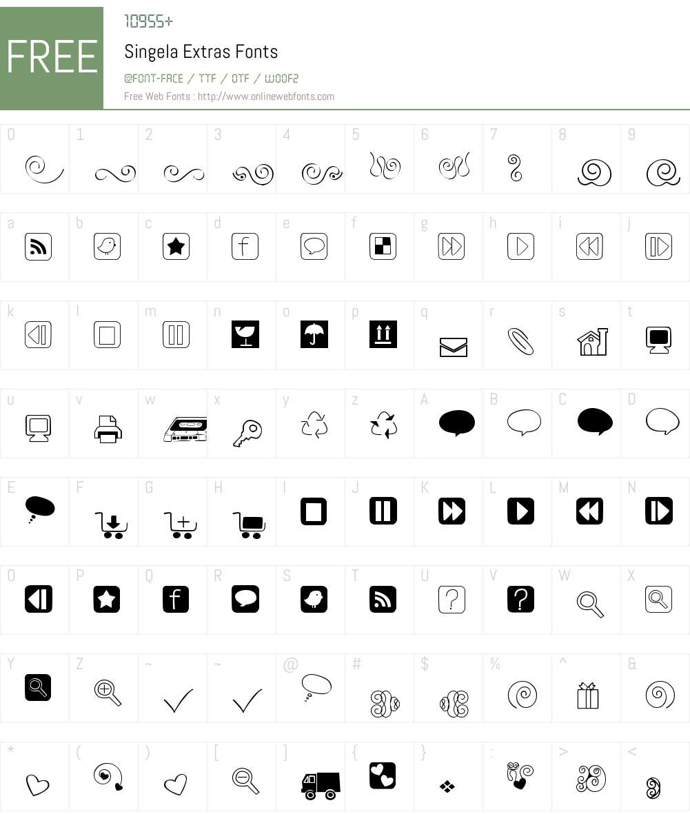 Singela-Extras Font Screenshots