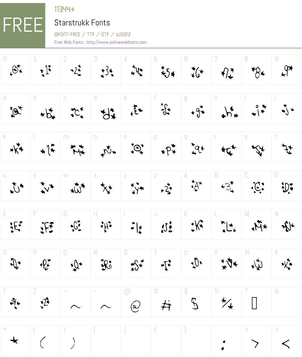 Starstrukk Font Screenshots